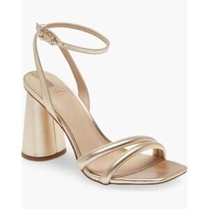 Sam Edelman Kia Block Heel Sandal in Gold Leaf Leather New in Box Size 7